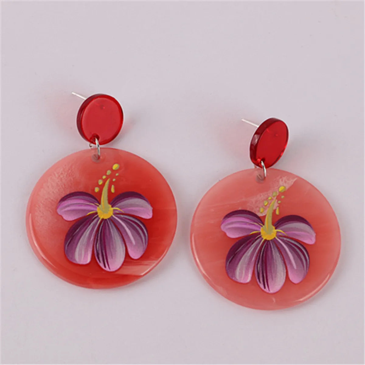 1 Pair Retro Animal Cat Flower Arylic Women'S Drop Earrings