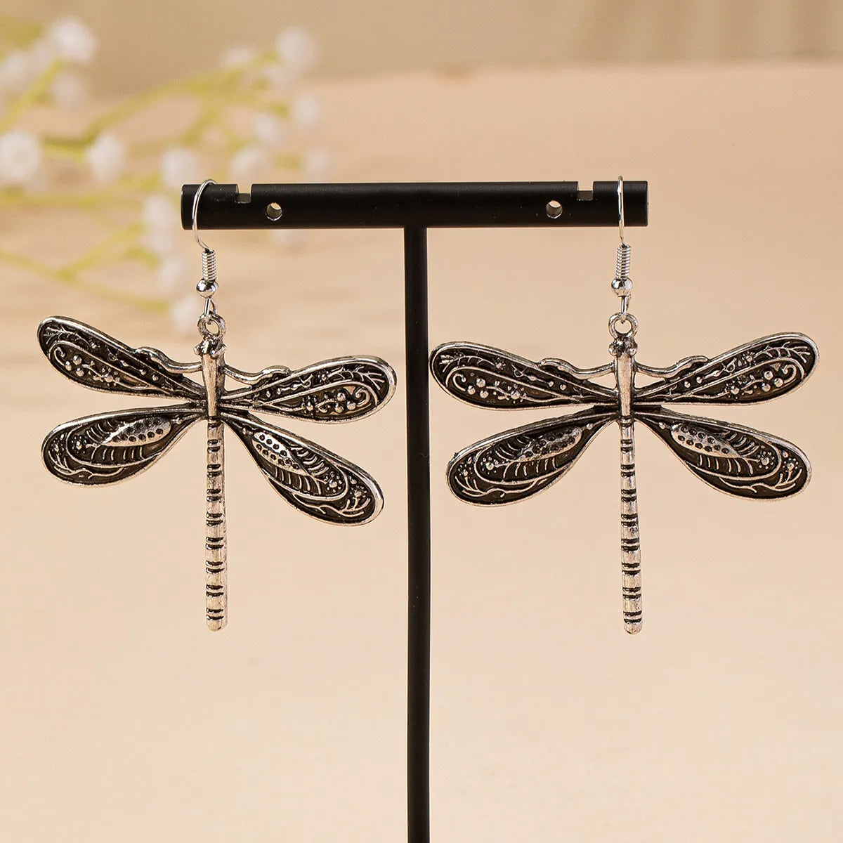 1 Pair Retro Artistic Dragonfly Alloy