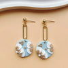 1 Pair Retro Artistic Geometric Flower Handmade Soft Clay Drop Earrings