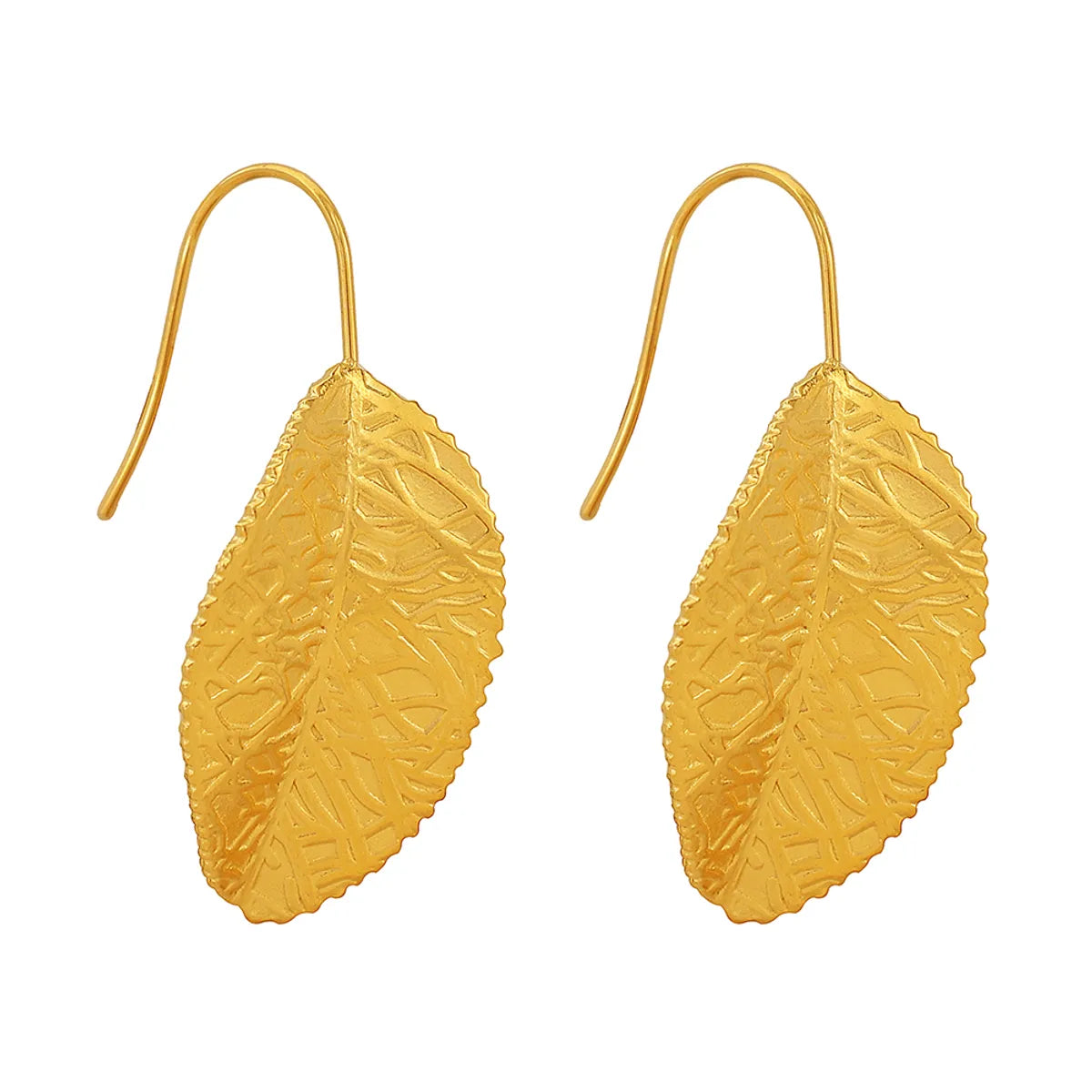 1 Pair Retro Artistic Leaves Plating 304 Stainless Steel 18K Gold Plated Ear Hook