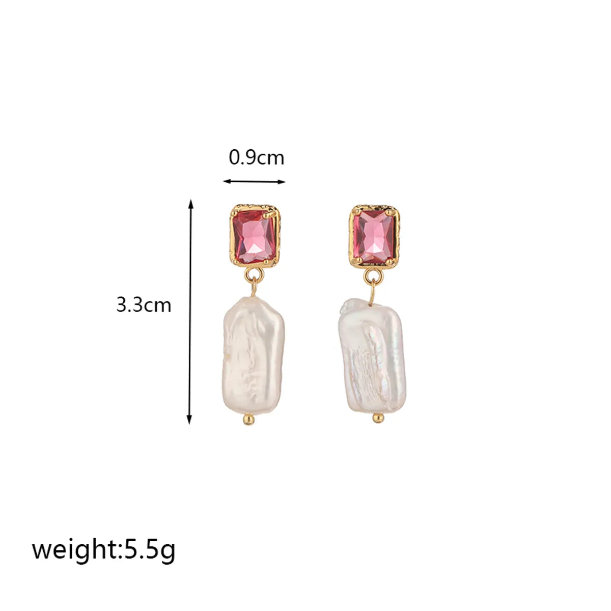 1 Pair Retro Baroque Style Commute Square Plating Inlay Baroque Pearls Copper Artificial Crystal 14k Gold Plated Drop Earrings