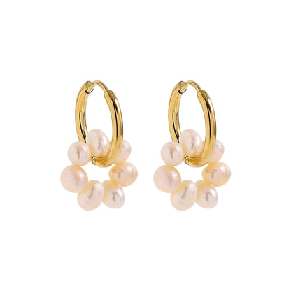 1 Pair Retro Baroque Style Sweet Flower Imitation Pearl Alloy Earrings