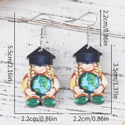 1 Pair Retro Book Cartoon Cat Wood Drop Earrings