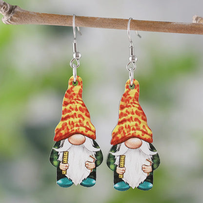 1 Pair Retro Book Cartoon Cat Wood Drop Earrings