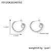 1 Pair Retro British Style C Shape Circle Lines Plating 304 Stainless Steel 18K Gold Plated Ear Studs