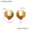 1 Pair Retro British Style U Shape Heart Shape Plating 304 Stainless Steel Resin 18K Gold Plated Earrings