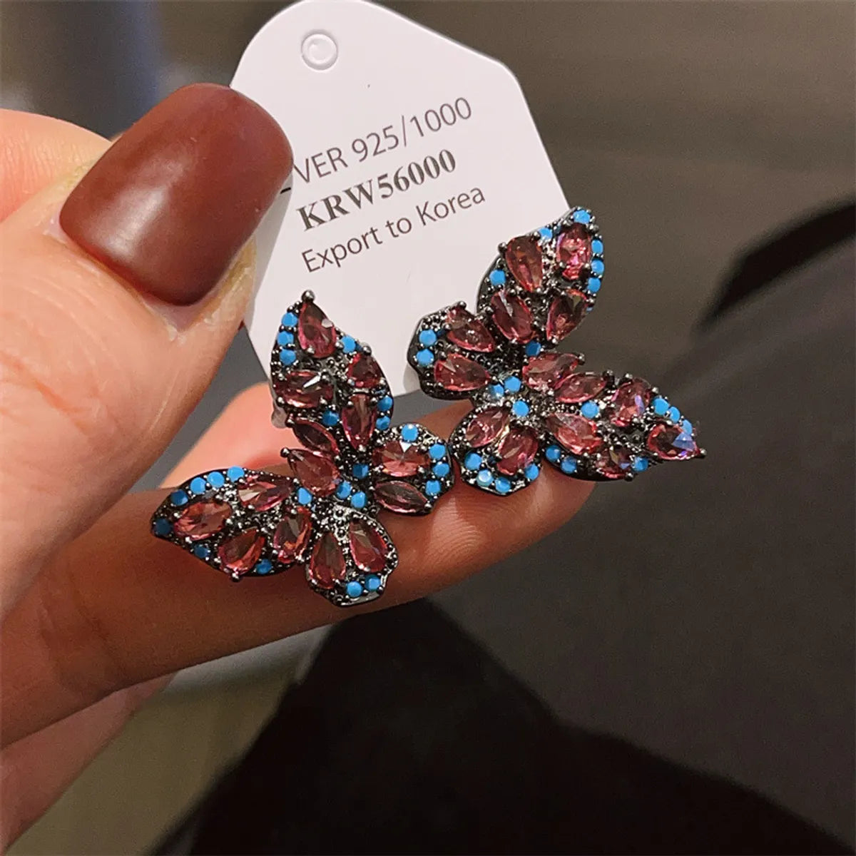 1 Pair Retro Butterfly Plating Copper Ear Studs