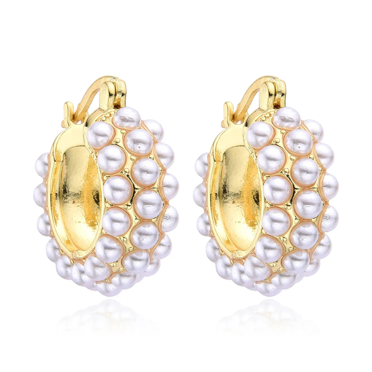 1 Pair Retro C Shape Plating Inlay Copper Artificial Pearls Zircon Ear Studs