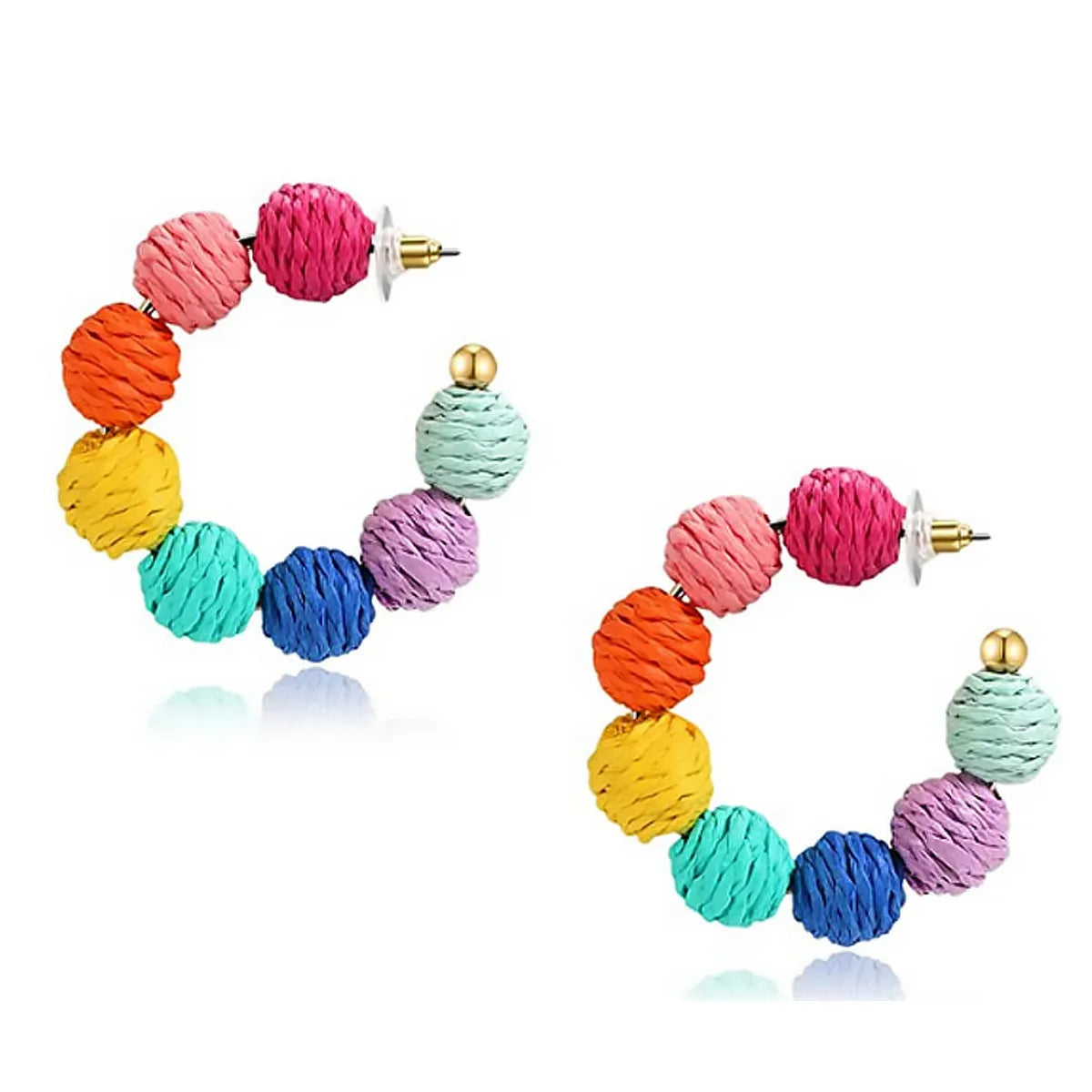 1 Pair Retro C Shape Handmade Raffia Earrings