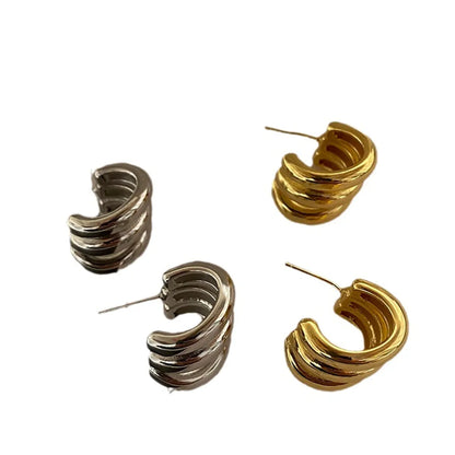 1 Pair Retro C Shape Plating Copper Ear Studs