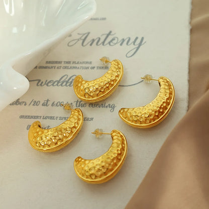 1 Pair Retro C Shape Plating Titanium Steel 18k Gold Plated Ear Studs