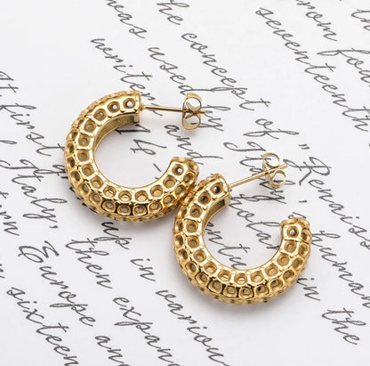 1 Pair Retro C Shape Plating Titanium Steel 18k Gold Plated Ear Studs