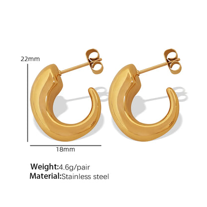 1 Pair Retro C Shape Plating Titanium Steel 18k Gold Plated Ear Studs