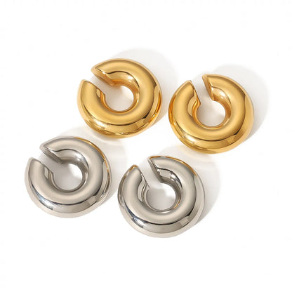 1 Pair Retro C Shape Polishing Plating Stainless Steel 18k Gold Plated Ear Cuffs