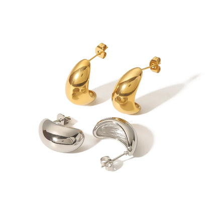 1 Pair Retro C Shape Polishing Plating Stainless Steel 18k Gold Plated Ear Studs