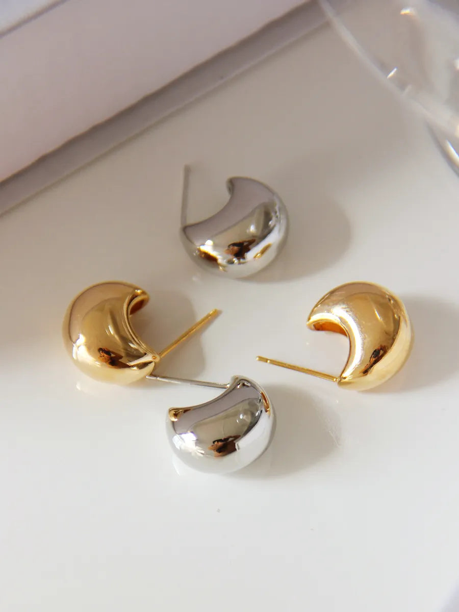 1 Pair Retro C Shape Solid Color Plating Copper Ear Studs