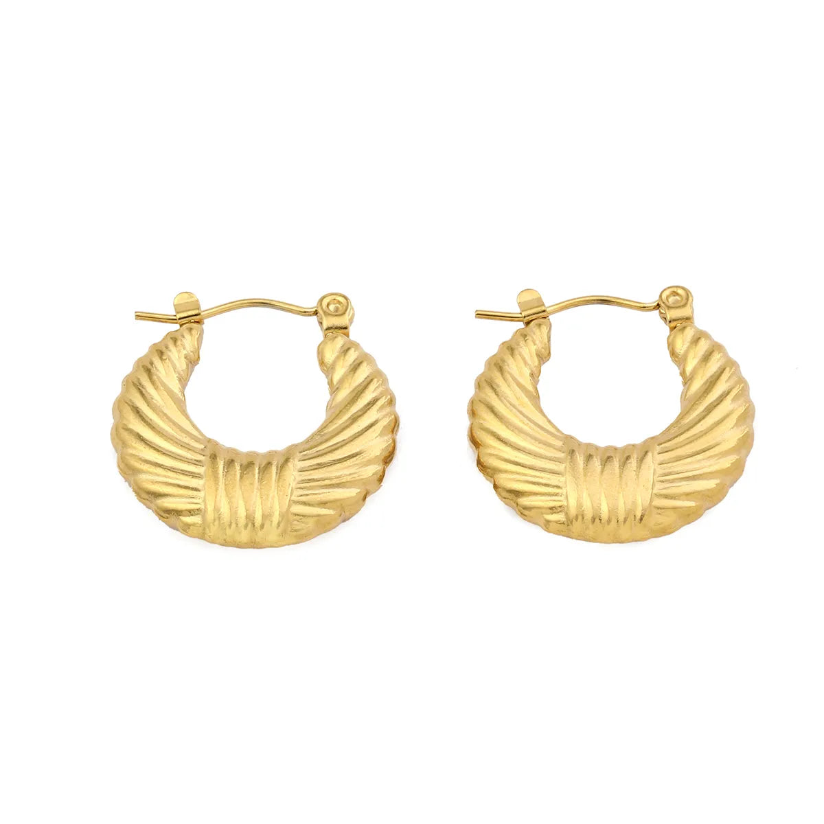 1 Pair Retro C Shape Solid Color Plating Stainless Steel 18k Gold Plated Earrings