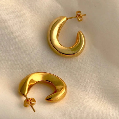 1 Pair Retro C Shape Plating Stainless Steel 18k Gold Plated Ear Studs