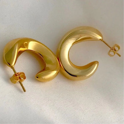 1 Pair Retro C Shape Plating Stainless Steel 18k Gold Plated Ear Studs