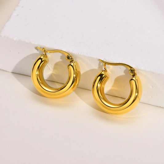 1 Pair Retro C Shape Plating 201 Stainless Steel Gold Plated Earrings