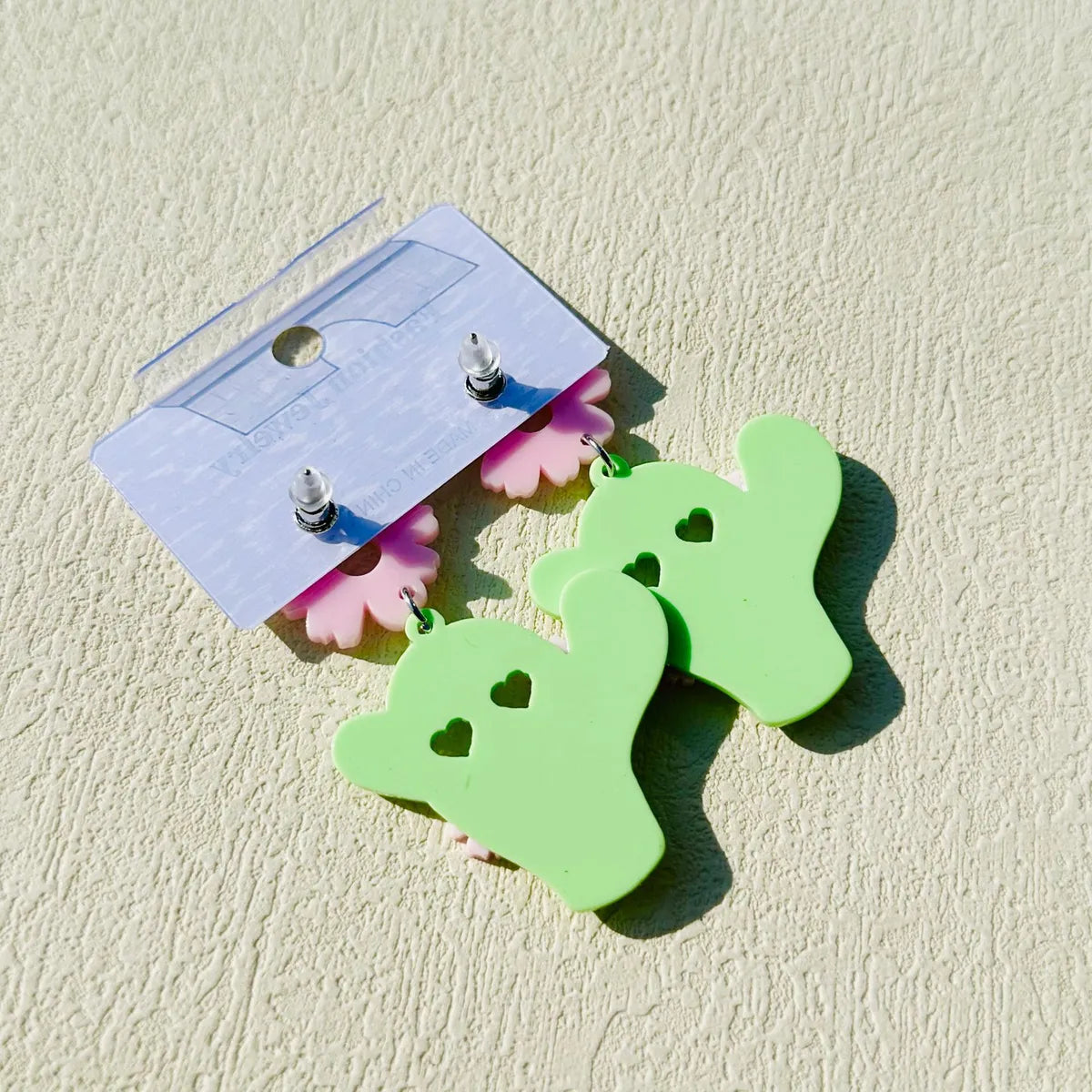 1 Pair Retro Cactus Arylic Drop Earrings