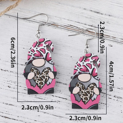 1 Pair Retro Cartoon Character Heart Shape Football Wood Drop Earrings