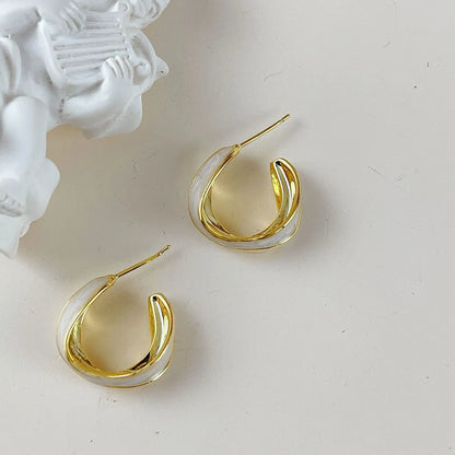 1 Pair Retro Circle Enamel Plating Alloy Ear Studs