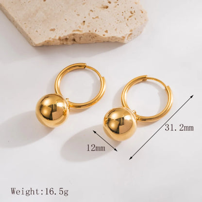 1 Pair Retro Classic Style Artistic Ball 304 Stainless Steel 18K Gold Plated Drop Earrings