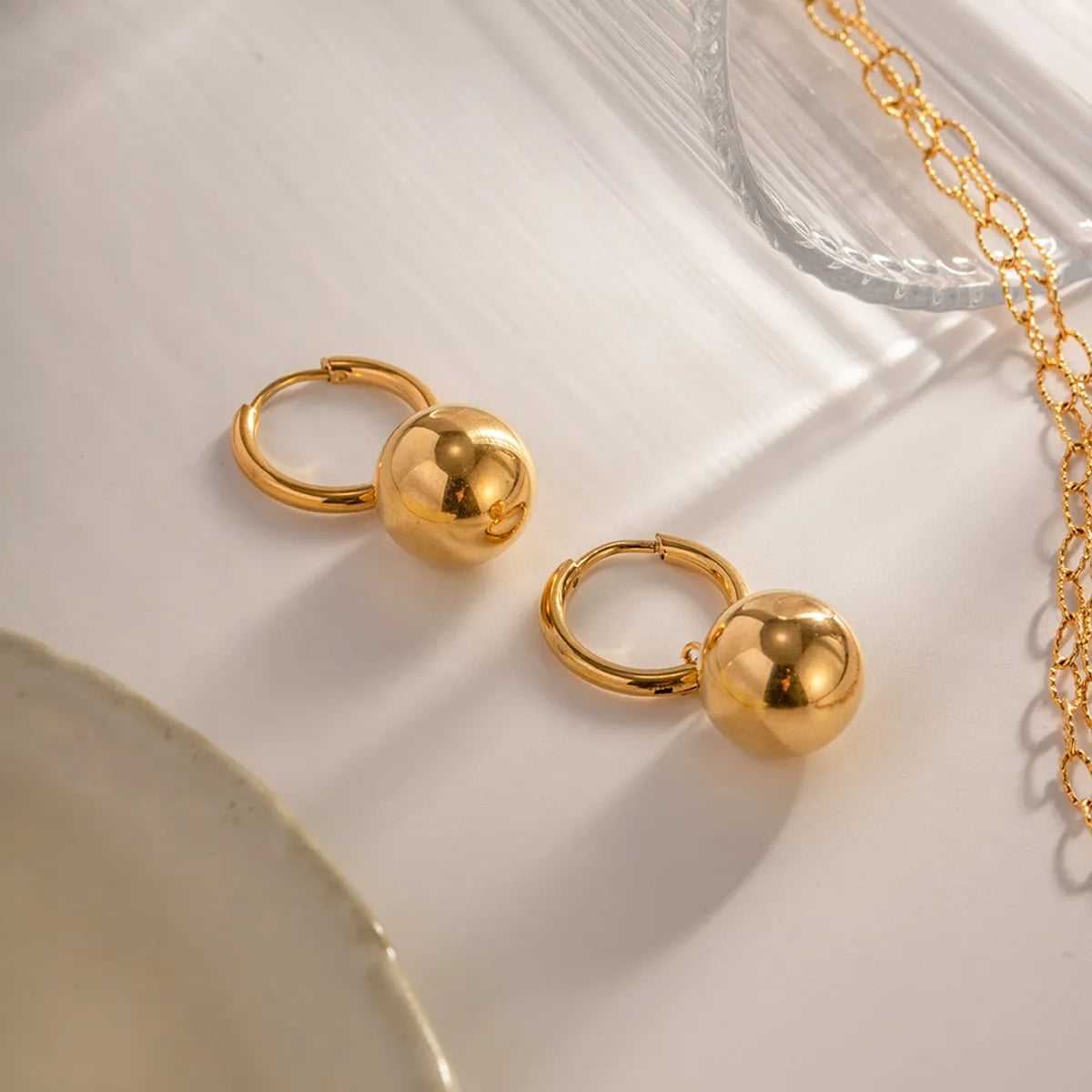 1 Pair Retro Classic Style Artistic Ball 304 Stainless Steel 18K Gold Plated Drop Earrings