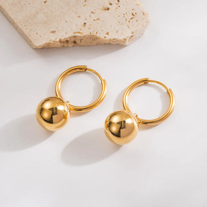 1 Pair Retro Classic Style Artistic Ball 304 Stainless Steel 18K Gold Plated Drop Earrings