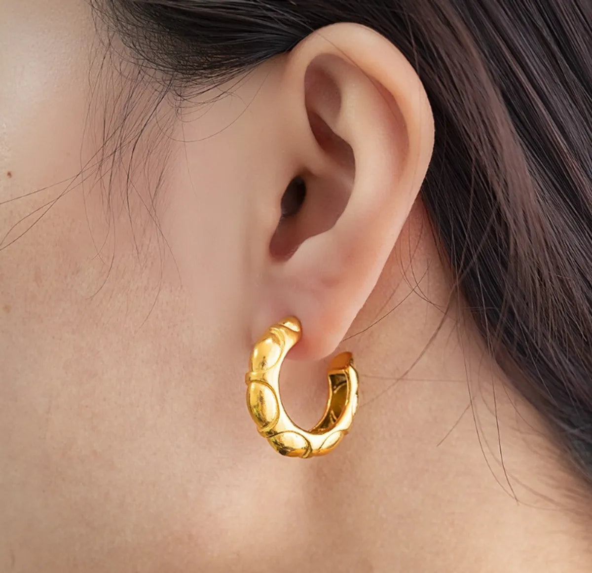 1 Pair Retro Classic Style C Shape Plating Titanium Steel 18k Gold Plated Ear Studs