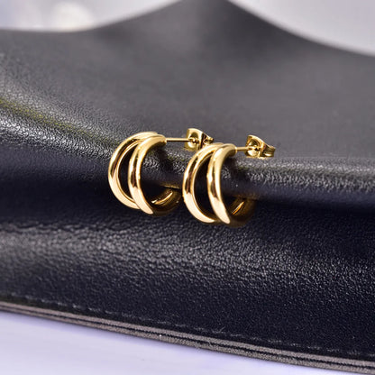 1 Pair Retro Classic Style C Shape Plating Titanium Steel 18k Gold Plated Ear Studs