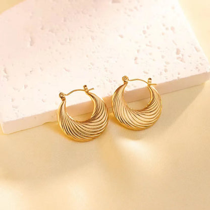 1 Pair Retro Classic Style Commute Stripe Solid Color Plating Stainless Steel Gold Plated Earrings