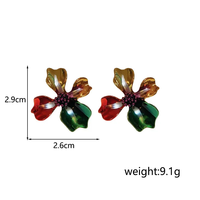 1 Pair Retro Classic Style Flower Copper Ear Studs