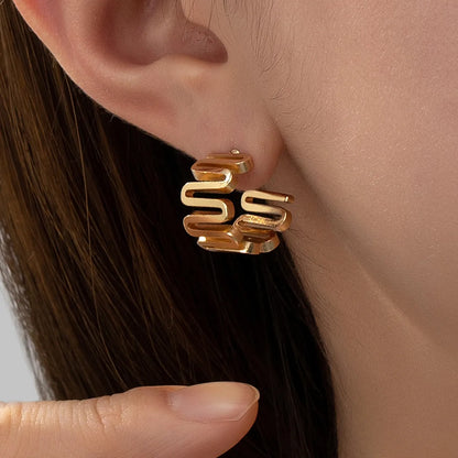 1 Pair Retro Classic Style Geometric Plating Ferroalloy Ear Studs