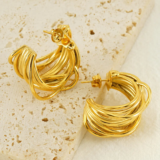 1 Pair Retro Classic Style Geometric Plating Stainless Steel 18k Gold Plated Ear Studs