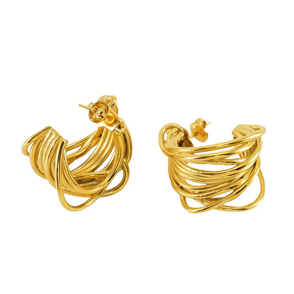 1 Pair Retro Classic Style Geometric Plating Stainless Steel 18k Gold Plated Ear Studs