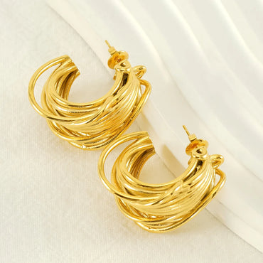 1 Pair Retro Classic Style Geometric Plating Stainless Steel 18k Gold Plated Ear Studs