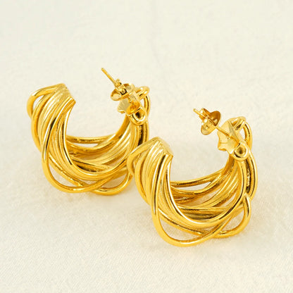 1 Pair Retro Classic Style Geometric Plating Stainless Steel 18k Gold Plated Ear Studs