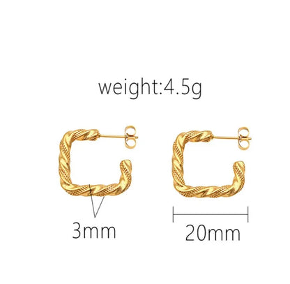 1 Pair Retro Classic Style Geometric Plating 304 Stainless Steel Titanium Steel 18K Gold Plated Ear Studs