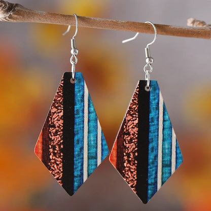 1 Pair Retro Classic Style Geometric Wood Drop Earrings