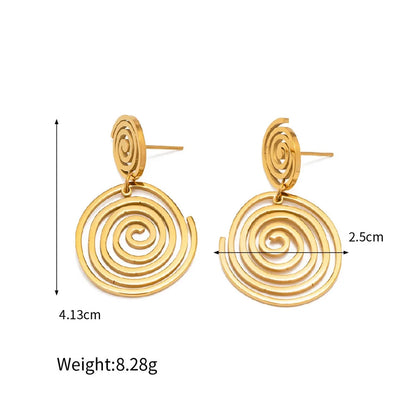 1 Pair Retro Classic Style Round Solid Color Thread Plating 304 Stainless Steel Drop Earrings