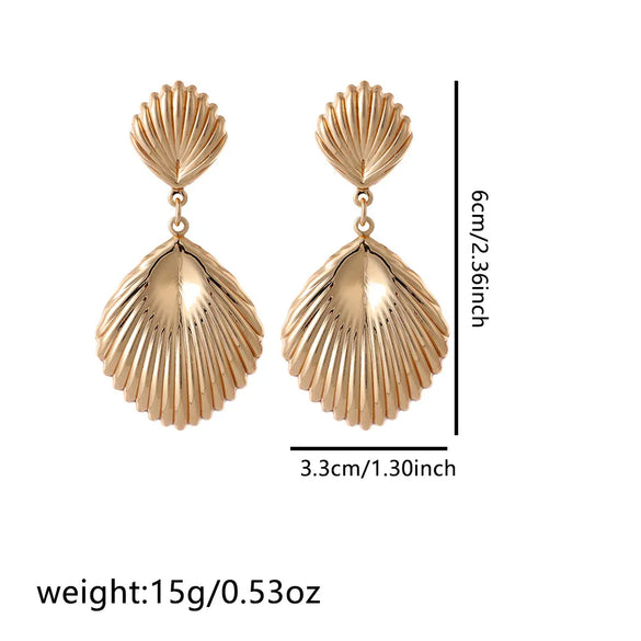 1 Pair Retro Classic Style Shell Plating Iron Drop Earrings