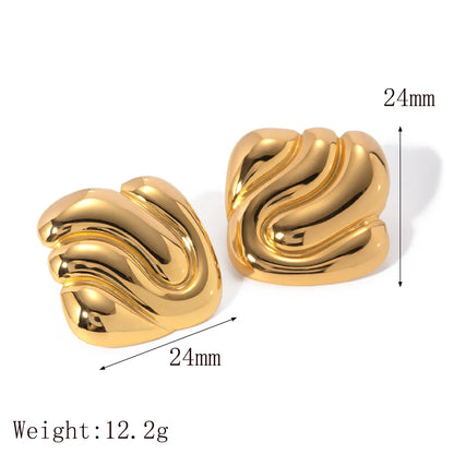 1 Pair Retro Classic Style Square Solid Color 304 Stainless Steel 18K Gold Plated Ear Studs