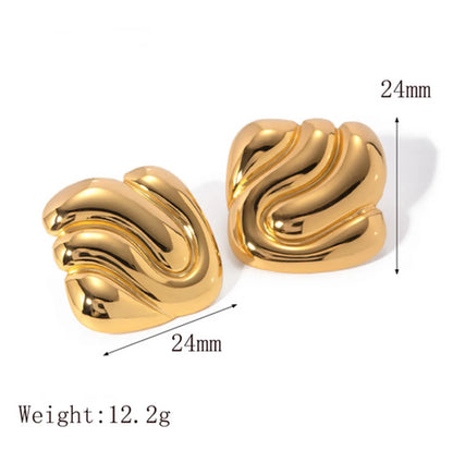 1 Pair Retro Classic Style Square Solid Color 304 Stainless Steel 18K Gold Plated Ear Studs