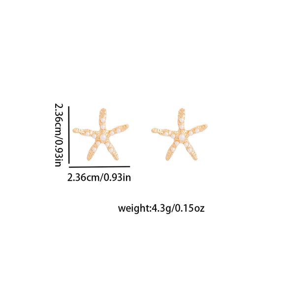 1 Pair Retro Classic Style Starfish Plating Zinc Alloy Ear Studs