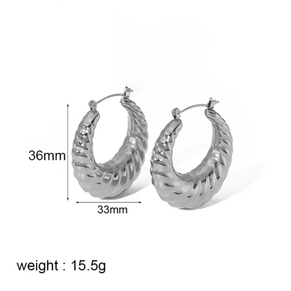 1 Pair Retro Classic Style U Shape Polishing Plating 304 Stainless Steel Earrings