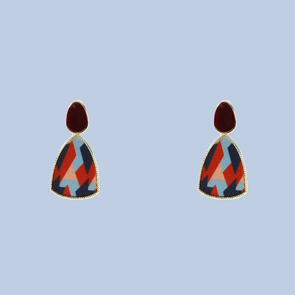 1 Pair Retro Color Block Enamel Alloy Drop Earrings