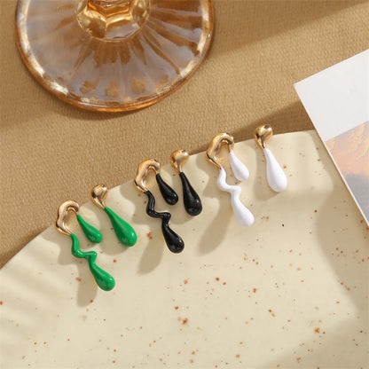 1 Pair Retro Color Block Plating Alloy Gold Plated Drop Earrings