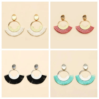 1 Pair Retro Color Block Plating Alloy Gold Plated Drop Earrings